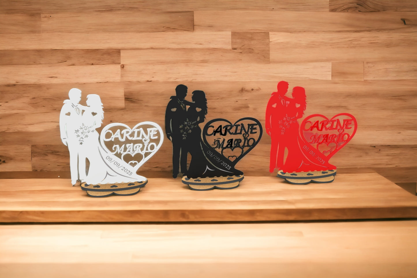 Cadeau mariage 3D, décoration mariage personnalisée avec prénom et date