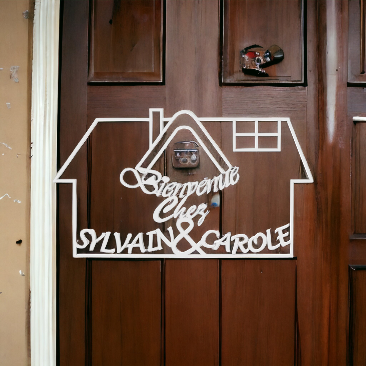 Panneau Décoration de Porte 3D Bienvenue chez vous
