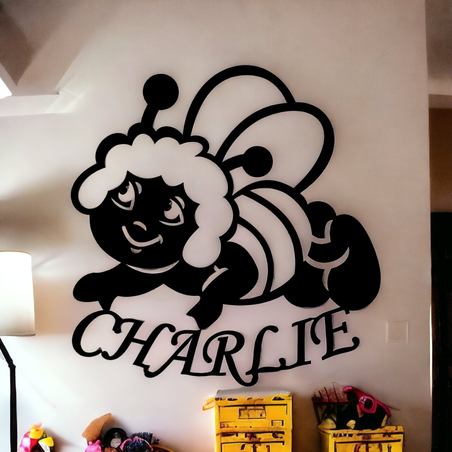 Décoration Murale pour Enfant Personnalisée avec Prénom et Abeille