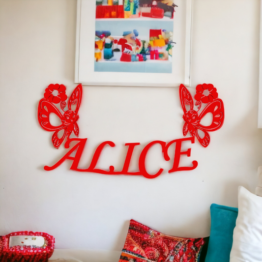 Décoration Murale Personnalisée en 3D avec Prénom et Papillons