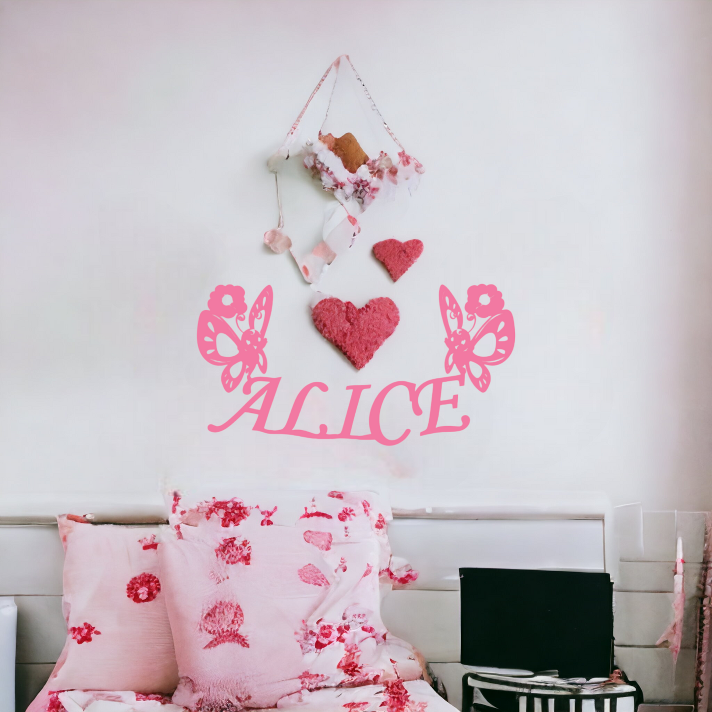 Décoration Murale Personnalisée en 3D avec Prénom et Papillons