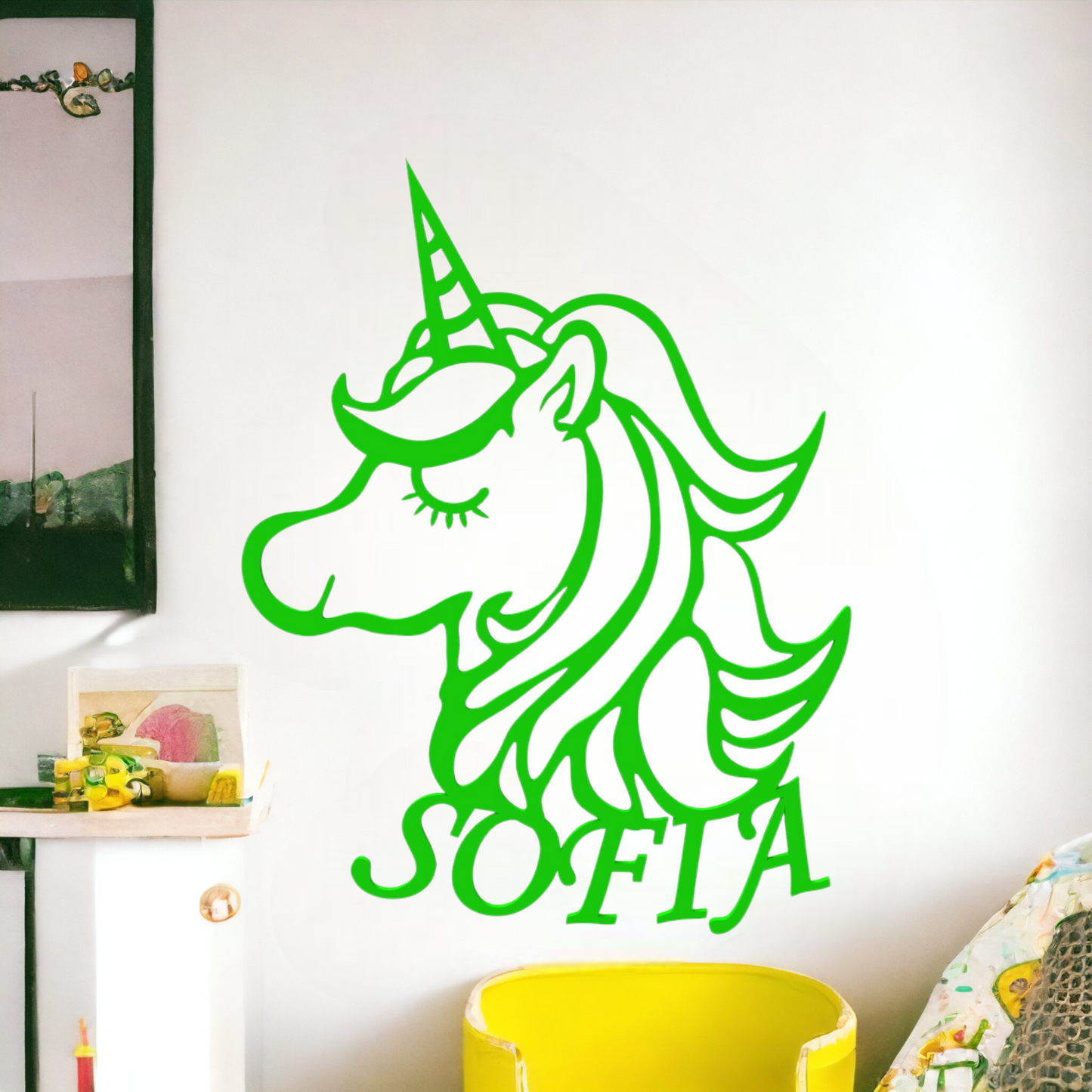 Décoration Murale Enfant Personnalisée prénom Licorne 3D