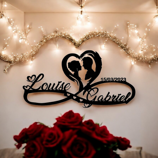 Décoration murale amour infini, Personnalisée avec prénoms et date