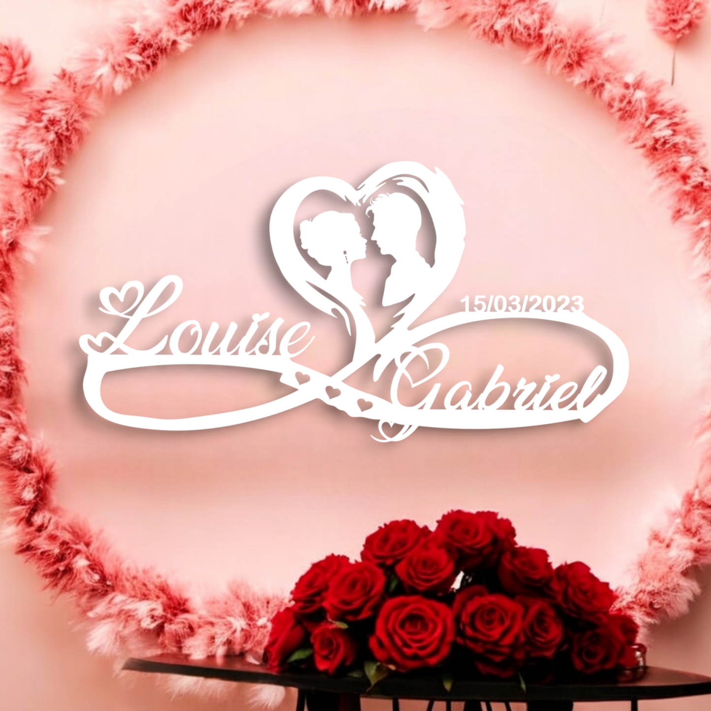 Décoration murale amour infini, Personnalisée avec prénoms et date