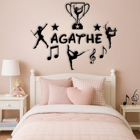 Décoration murale chambre de fille twirling personnalisée