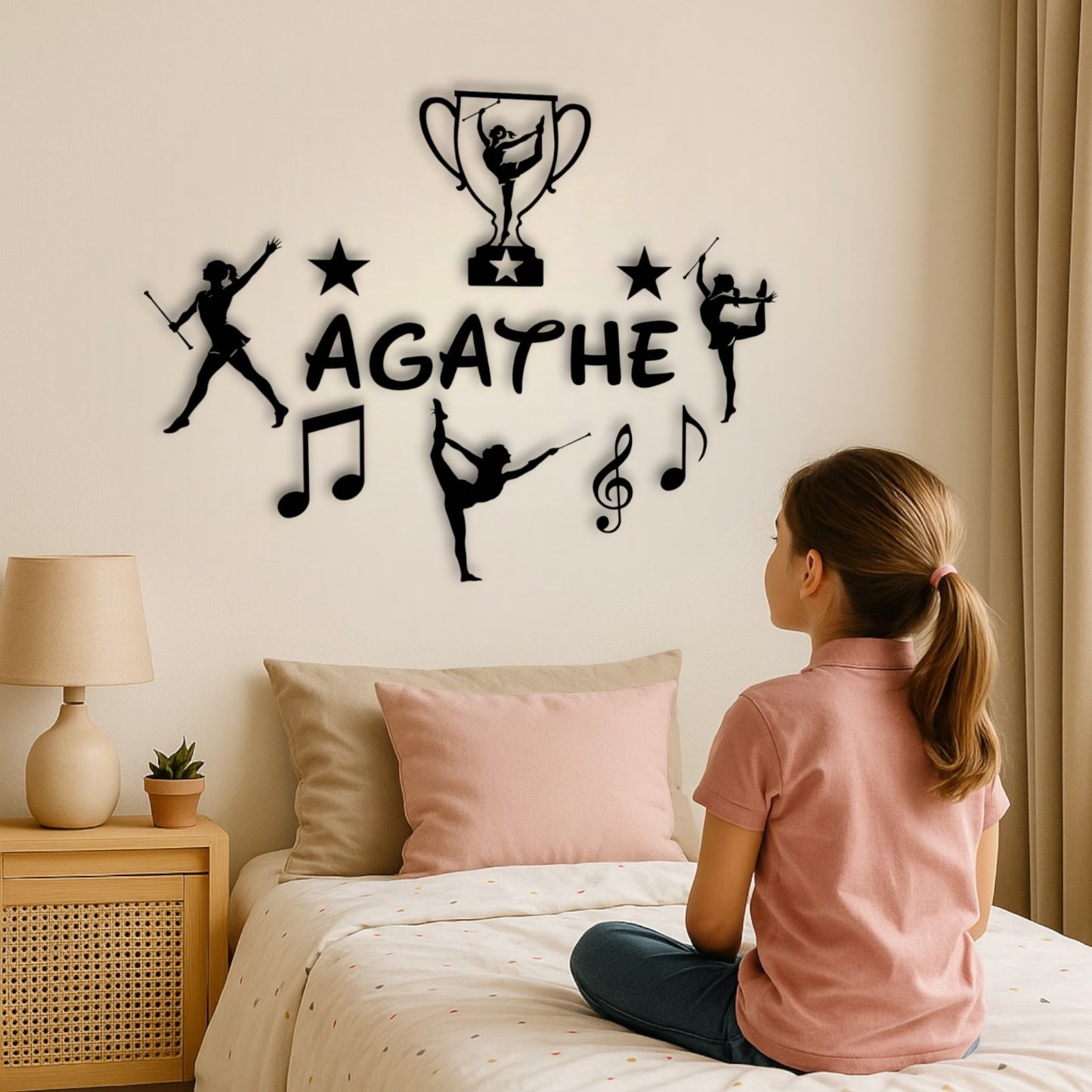 Décoration murale chambre de fille twirling personnalisée