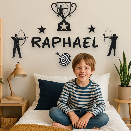Décoration chambre enfant archer personnalisée avec prénom en 3D
