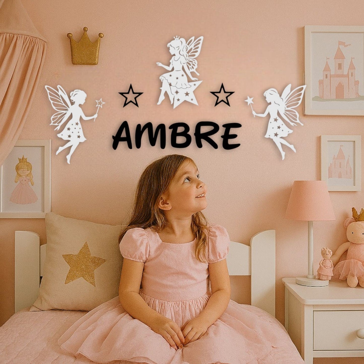 Décoration murale personnalisée Fées et étoiles