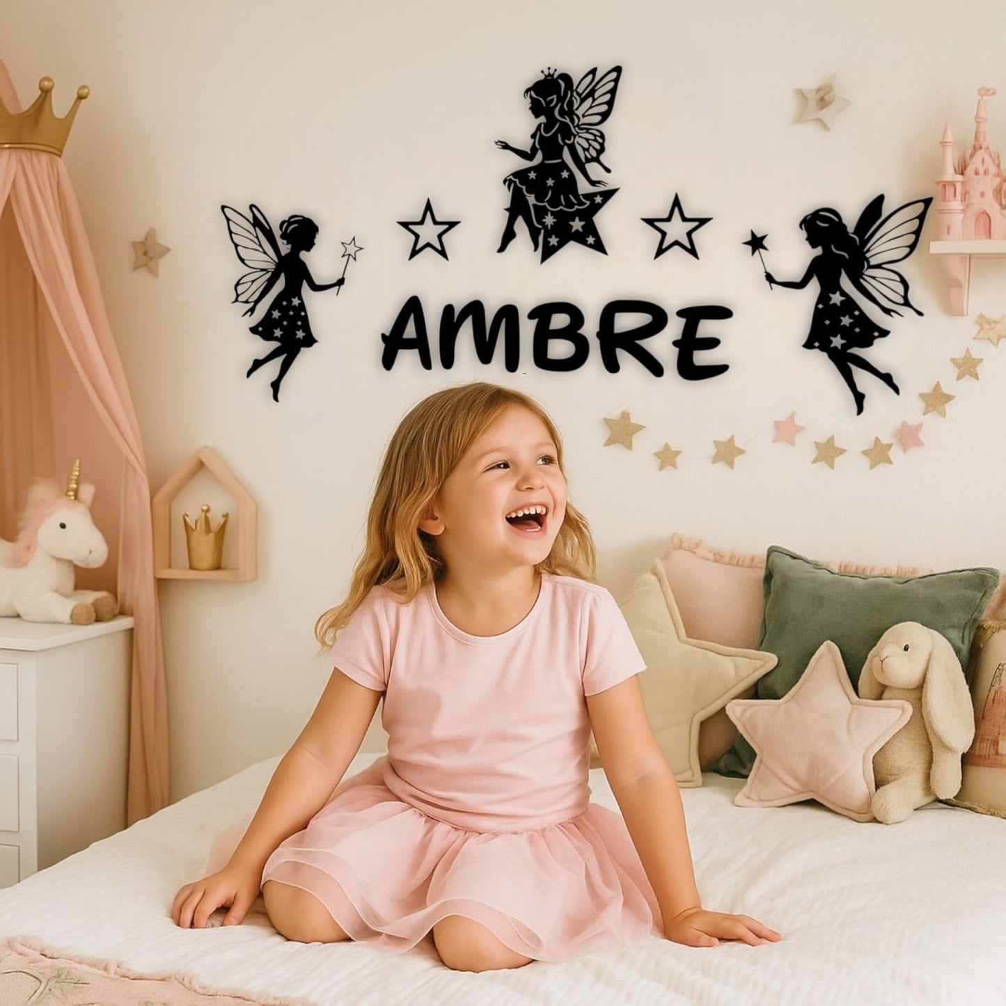 Décoration murale personnalisée Fées et étoiles