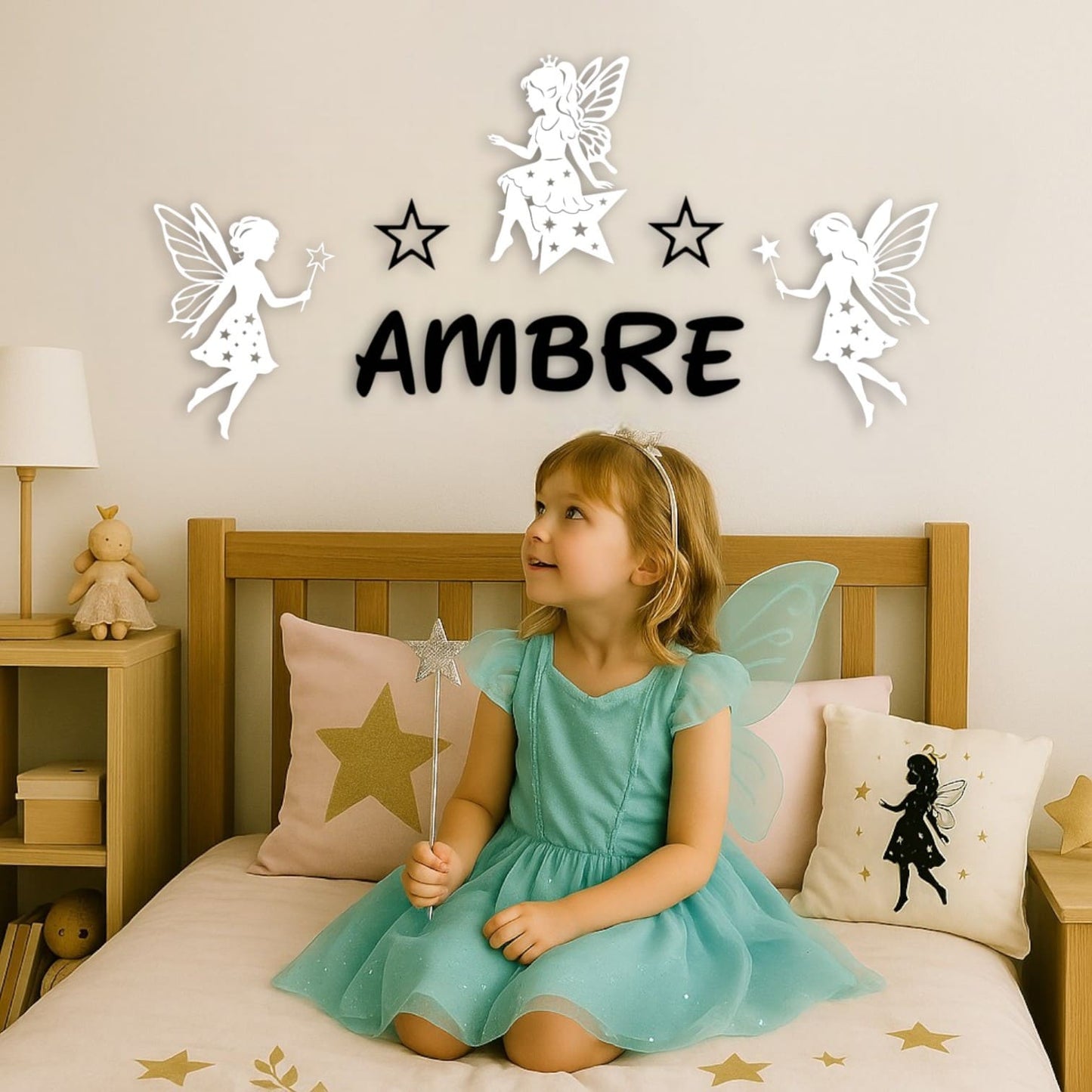 Décoration murale personnalisée Fées et étoiles