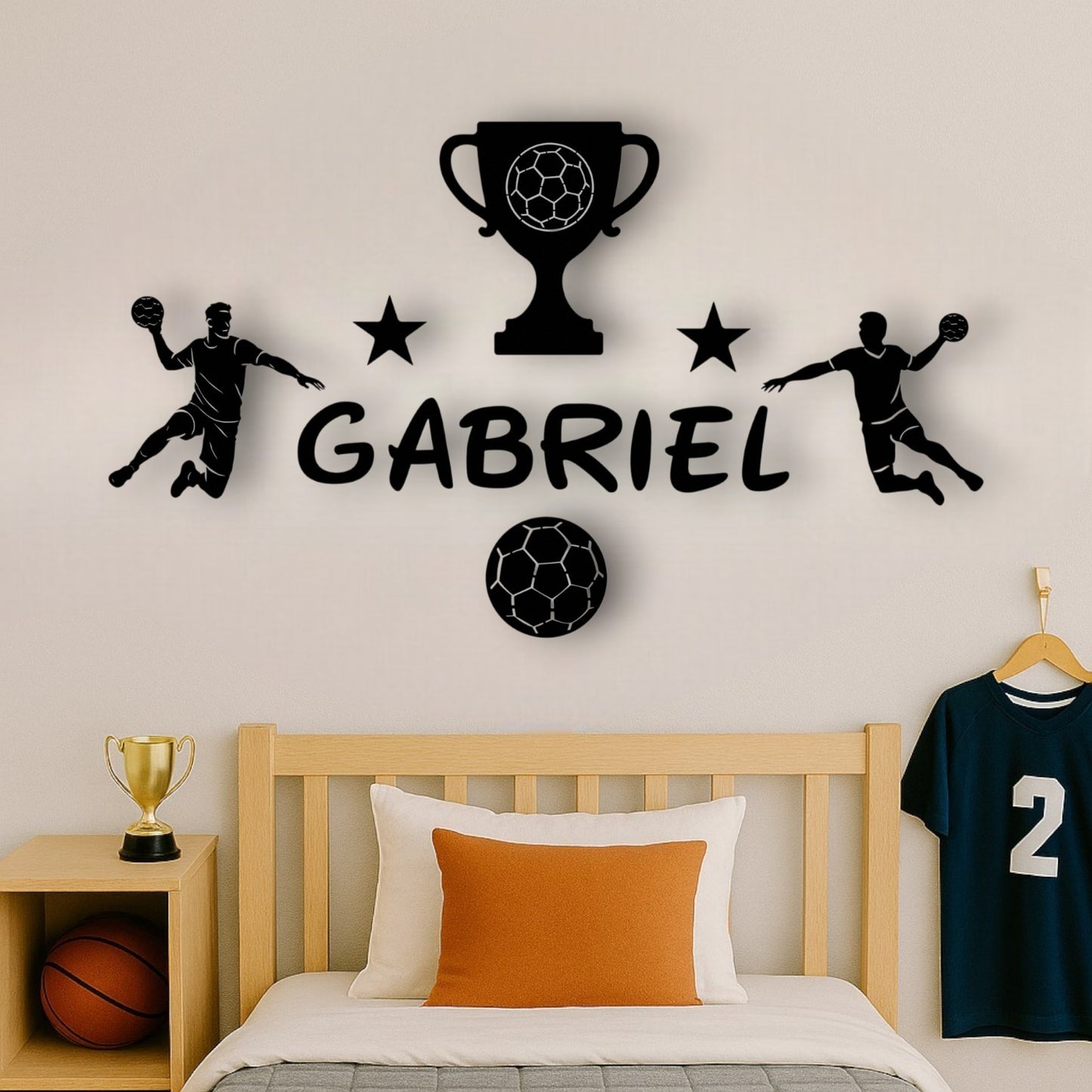 Décoration chambre enfant handball personnalisée avec prénom