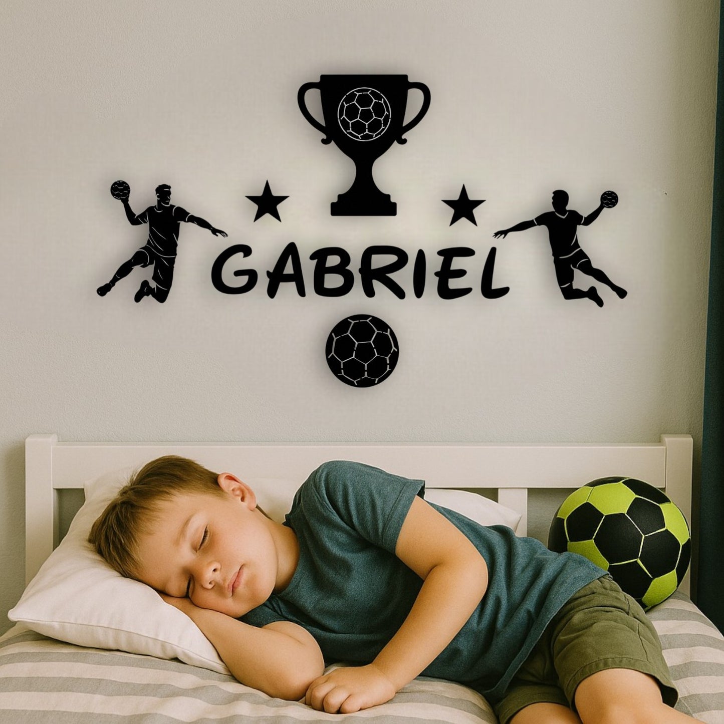 Décoration chambre enfant handball personnalisée avec prénom