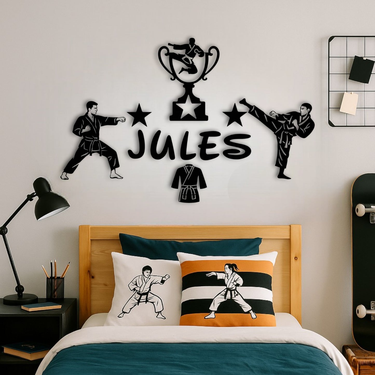 Décoration murale 3D karaté – prénom personnalisé pour chambre enfant