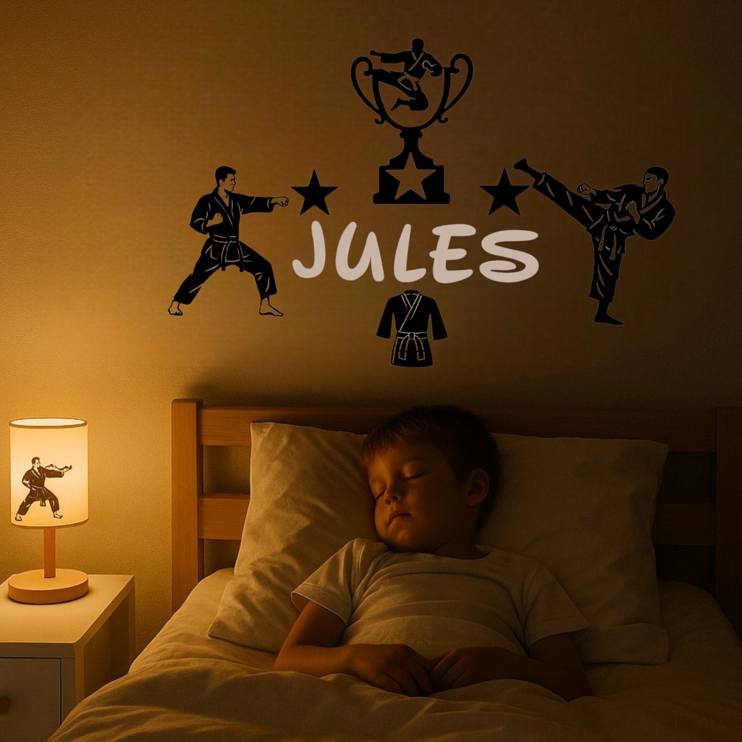 Décoration murale 3D karaté – prénom personnalisé pour chambre enfant