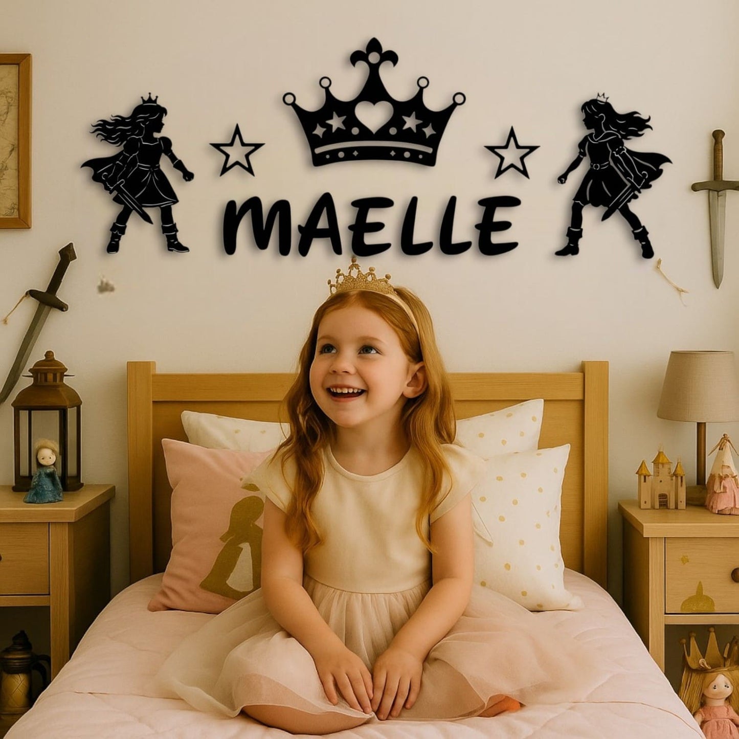 Prénom personnalisé entouré de princesses aventurières