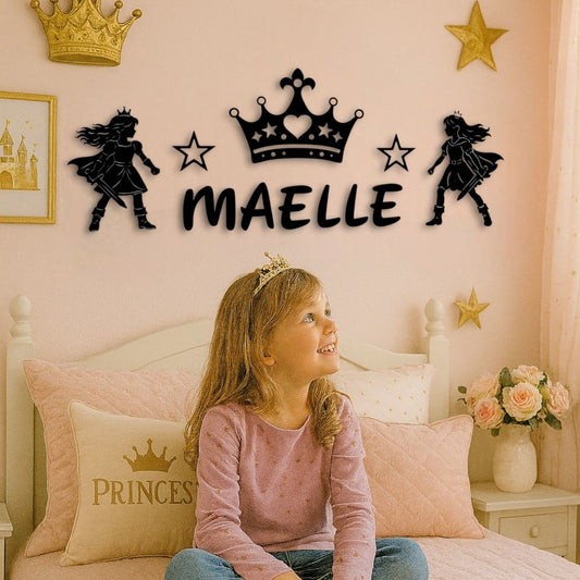 Prénom personnalisé entouré de princesses aventurières