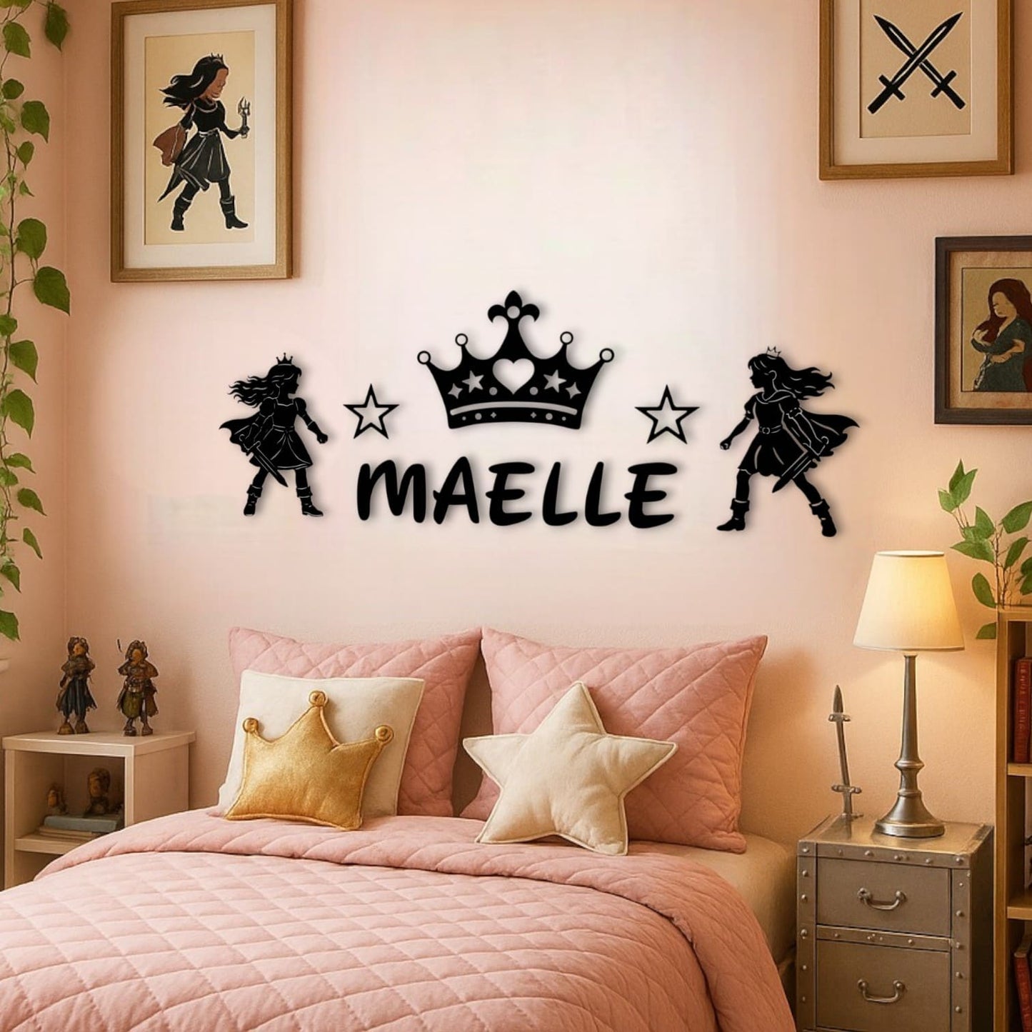 Prénom personnalisé entouré de princesses aventurières