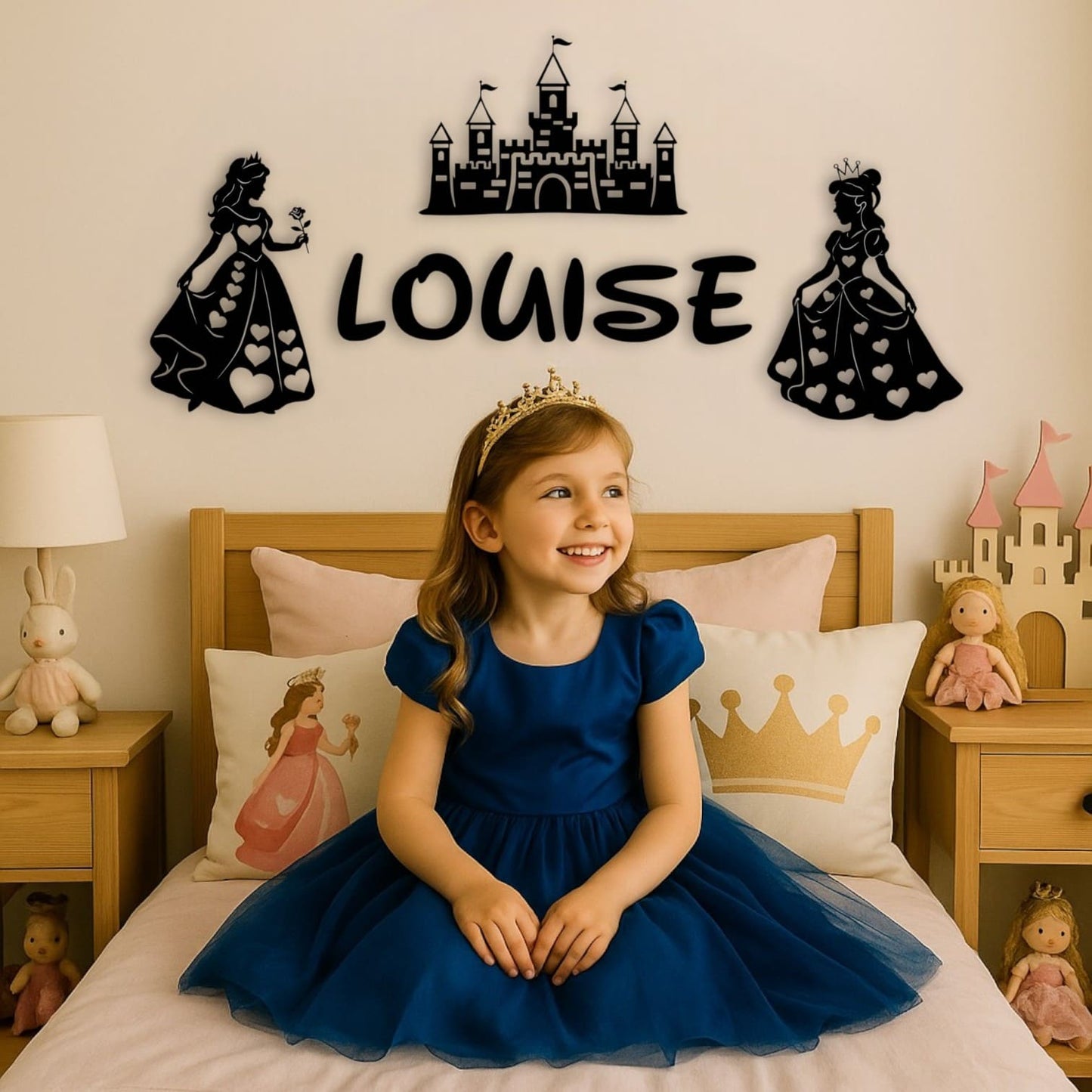 Prénom personnalisé avec princesses et château féerique