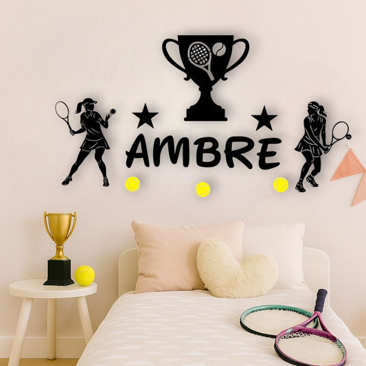 Déco murale tennis fille avec prénom