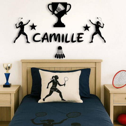 Décoration chambre fille badminton personnalisée