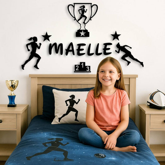 Décoration fille athlétisme coureuse personnalisée