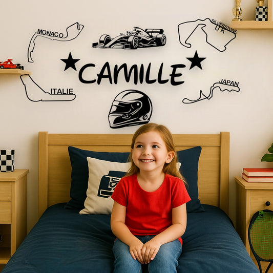Décoration Murale Personnalisée Formule 1 pour filles
