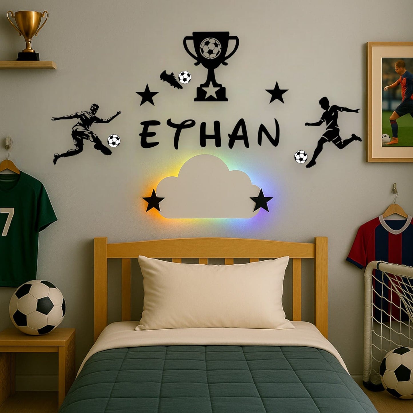 Décoration murale foot enfant personnalisée avec prénom