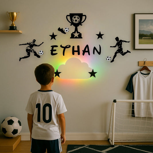 Décoration murale foot enfant personnalisée avec prénom
