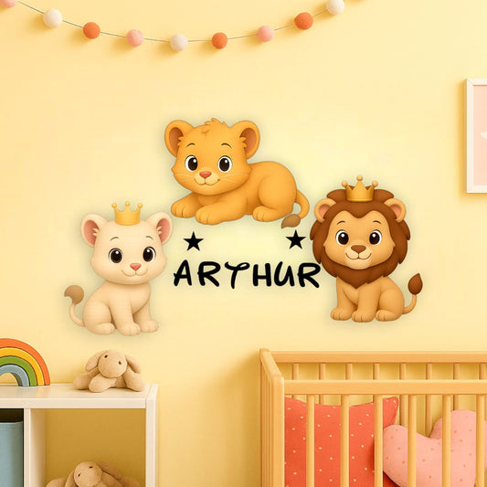 Décoration murale personnalisée Lion avec prénom