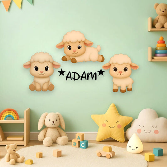 Décoration Moutons doux personnalisée avec prénom
