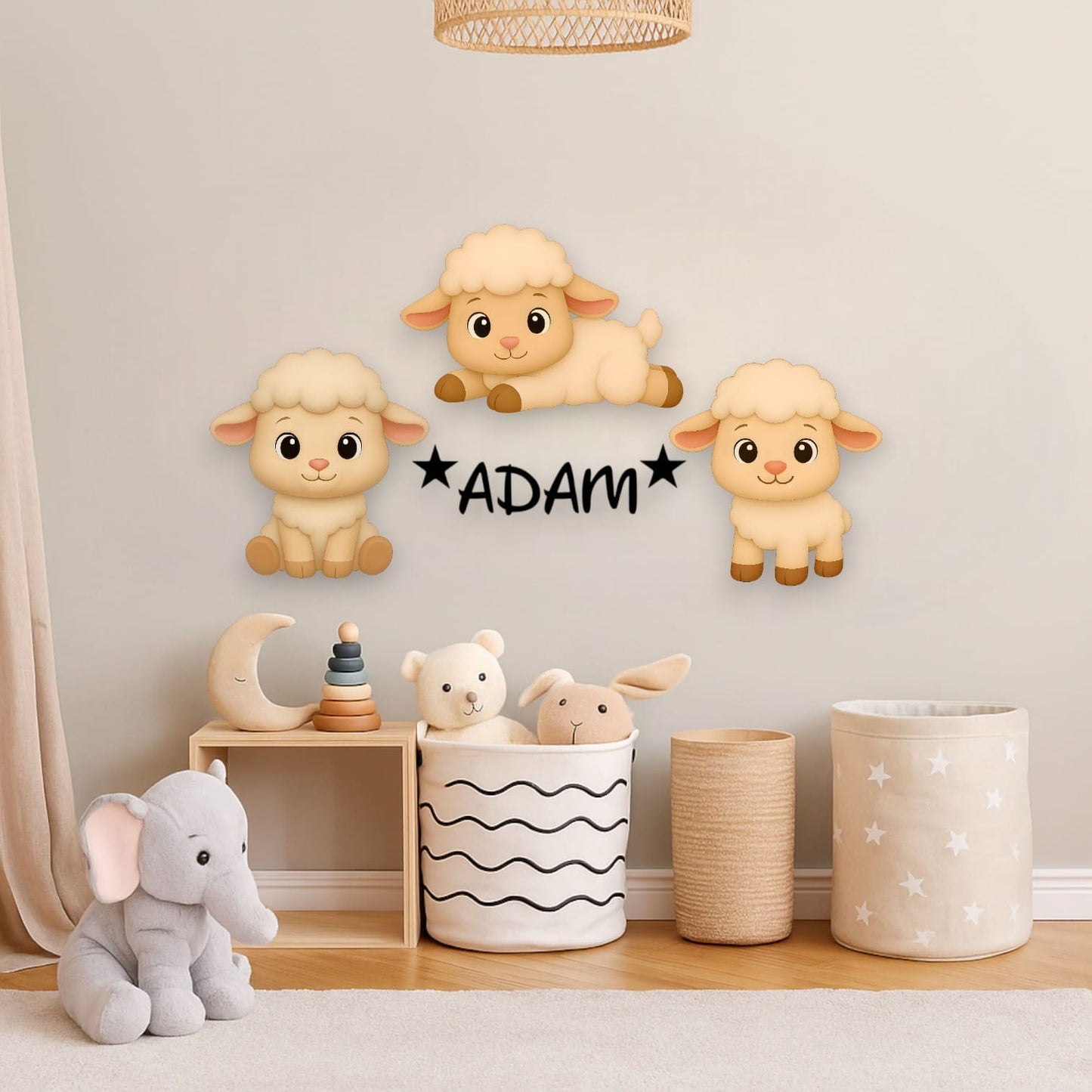 Décoration Moutons doux personnalisée avec prénom