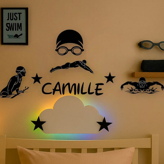 Décoration murale Natation personnalisée avec prénom