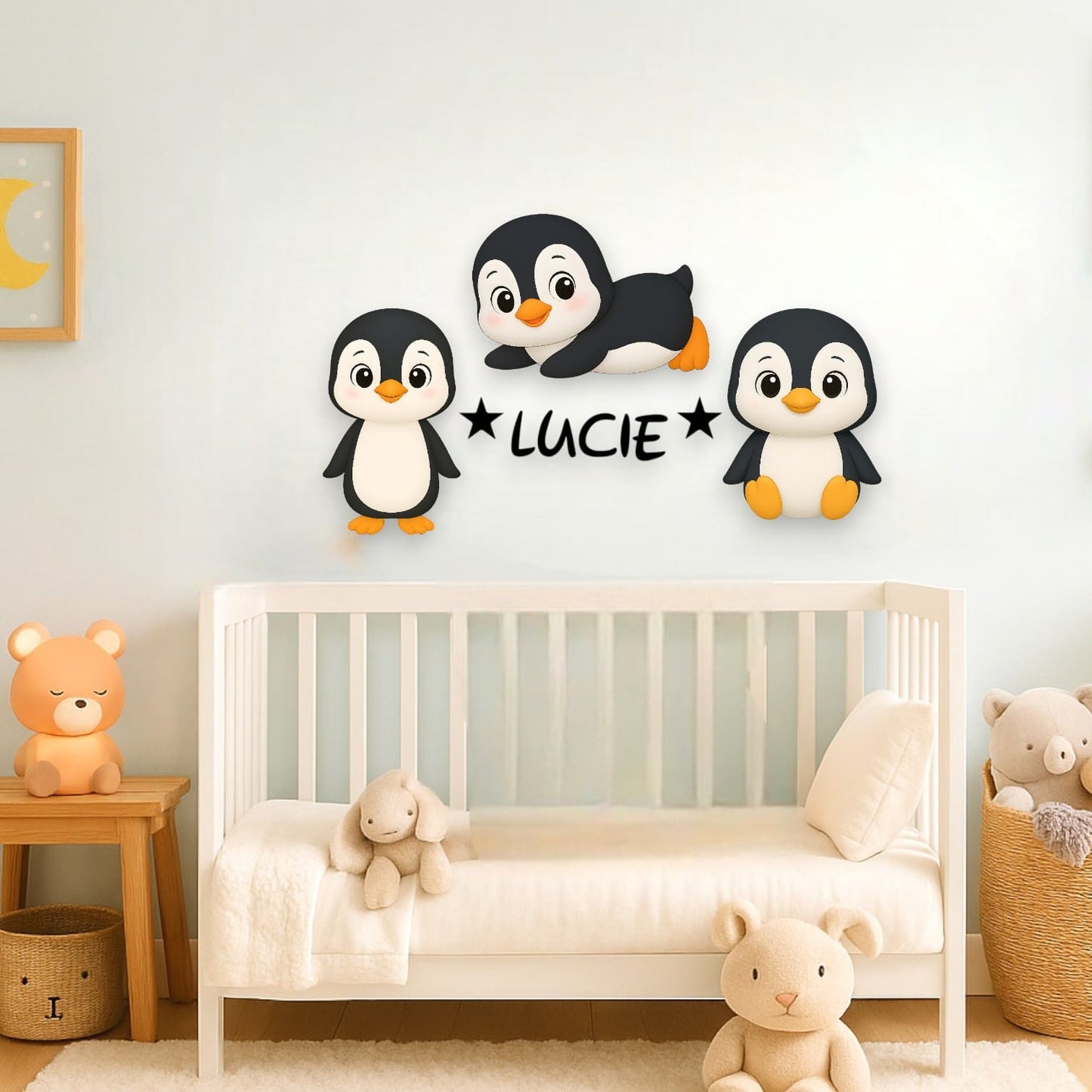 Décoration murale Pingouin avec prénom