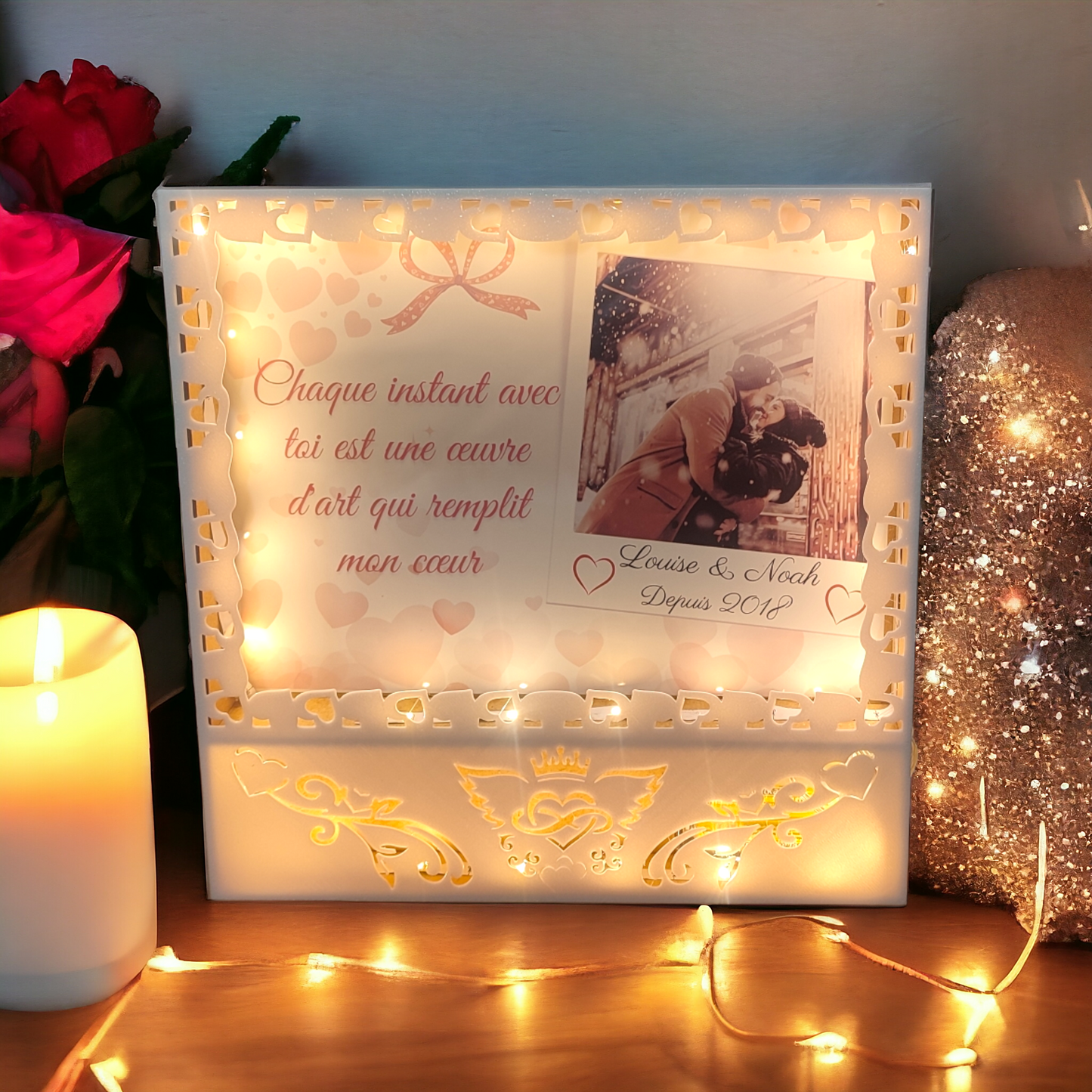 Cadre LED Romantique Personnalisé
