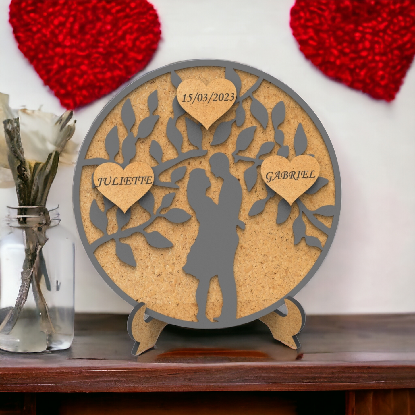Cadre en Bois MDF avec Couple en 3D