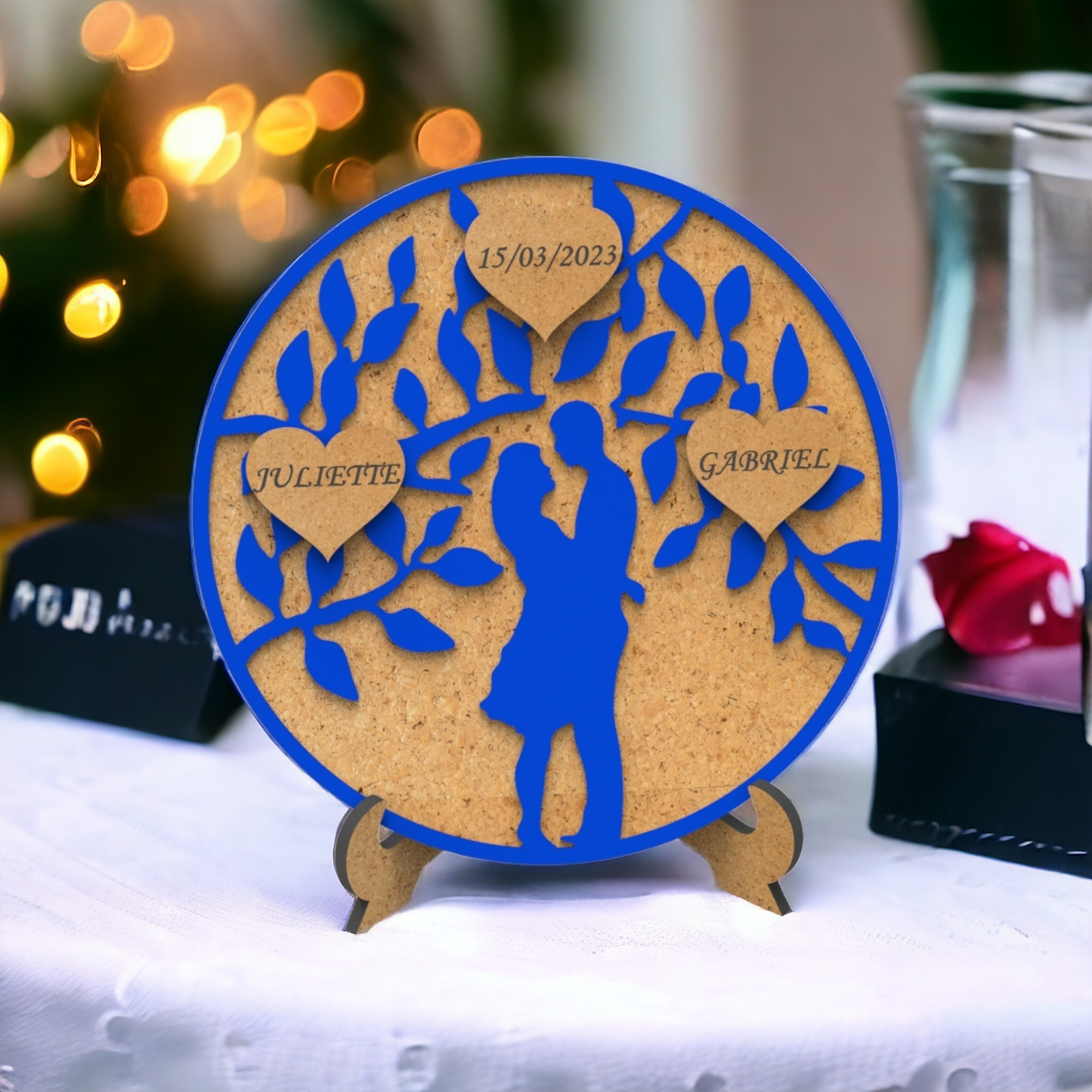 Cadre en Bois MDF avec Couple en 3D