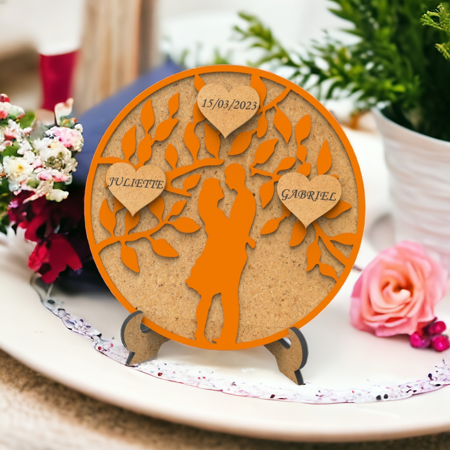 Cadre en Bois MDF avec Couple en 3D