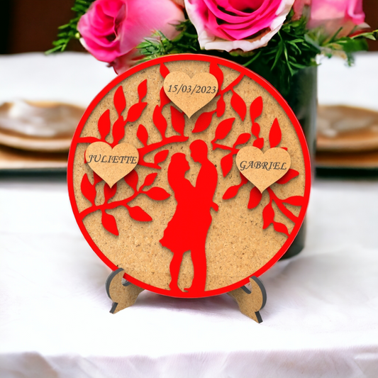 Cadre en Bois MDF avec Couple en 3D