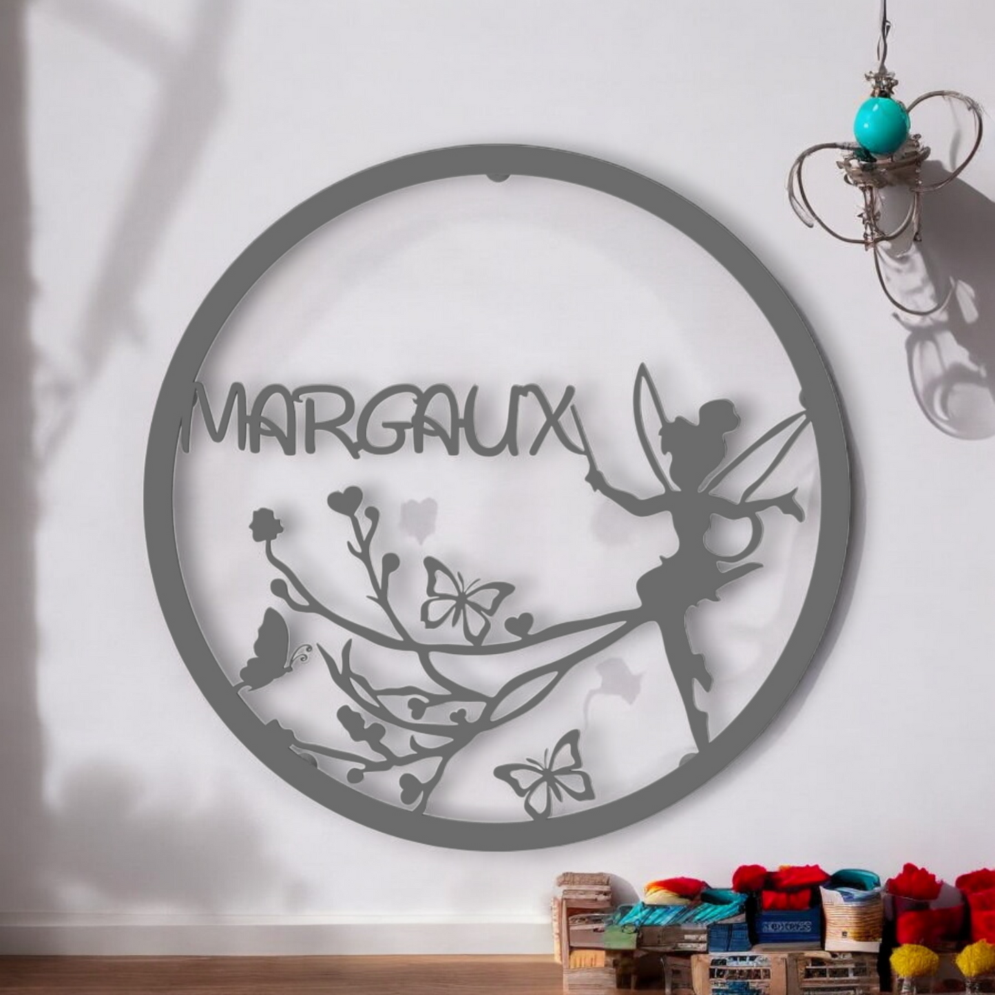 Décoration Murale enfant - Fée et Papillons avec Prénom