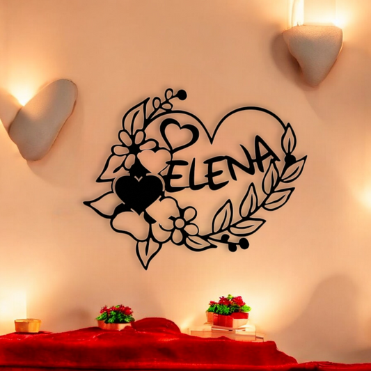 Décoration murale personnalisé prénom et rose, décoration de porte