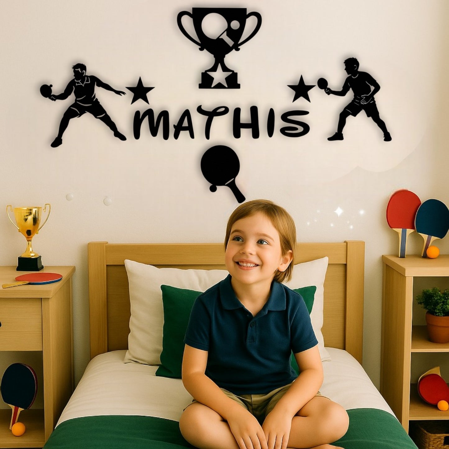 Décoration murale ping-pong enfant personnalisée avec prénom