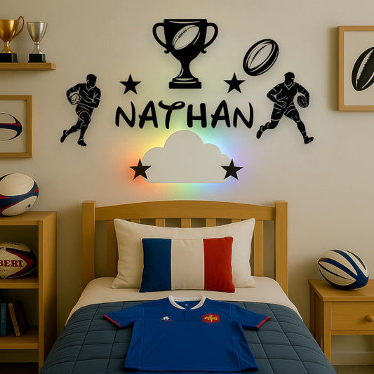 Décoration sportive rugby enfant avec prénom