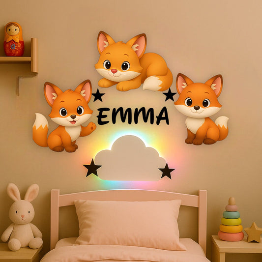 Décoration murale Renard avec prénom personnalisée