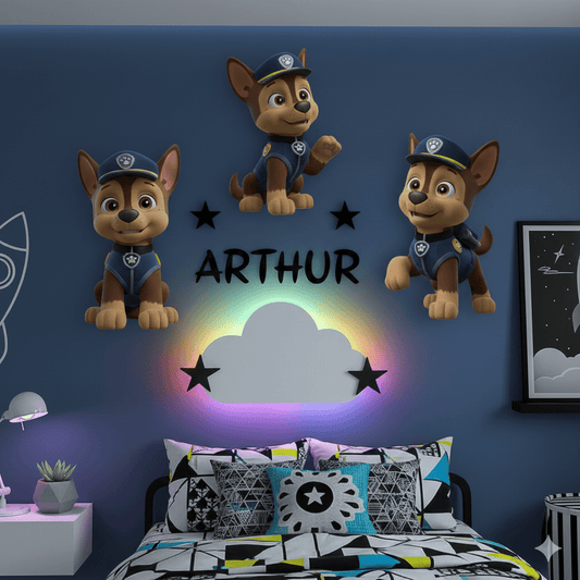 Chien Pat’ Patrouille avec prénom – Décoration murale personnalisée