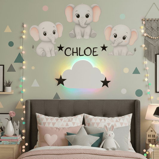 Décoration personnalisée Éléphants avec prénom