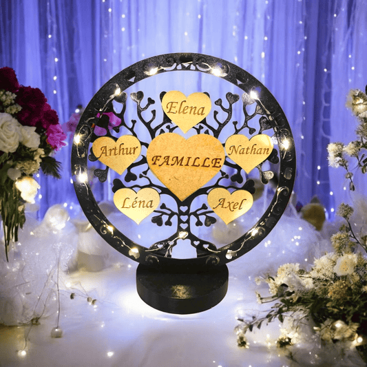 Arbre de vie lumineux LED personnalisé prénoms