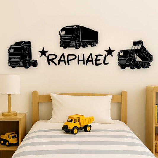 Décoration Murale Camions avec Prénom