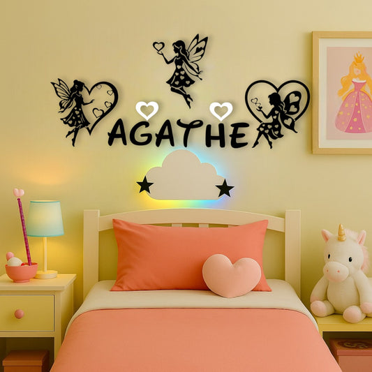 Prénom personnalisé avec fées et cœurs