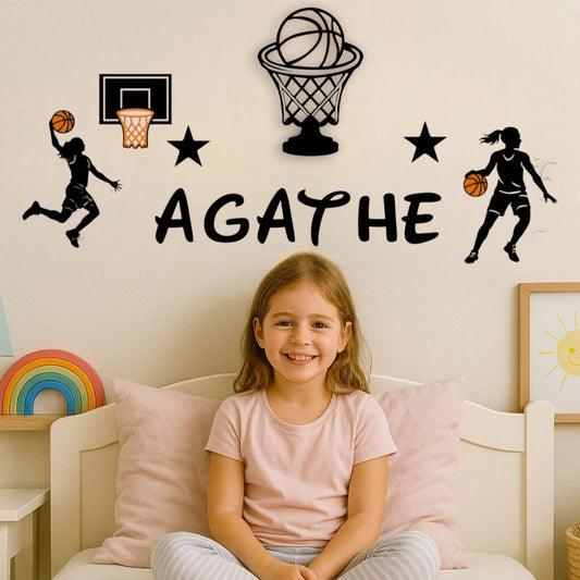 Décoration murale fille basketteuse personnalisée