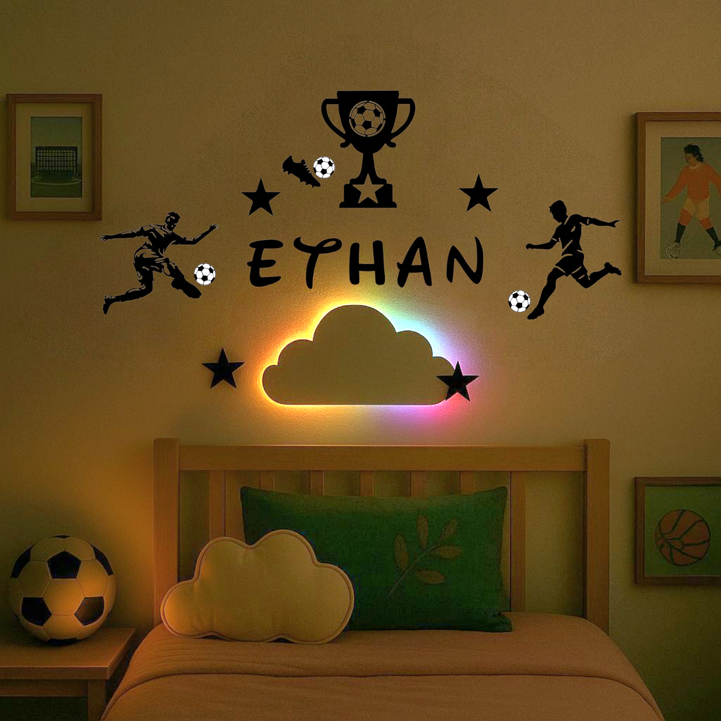 Décoration murale foot enfant personnalisée avec prénom